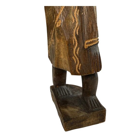 Vintage African Tribal Woman Carved Wooden Statue 12" Figure Folk Art Sculpture - Picture 10 of 13